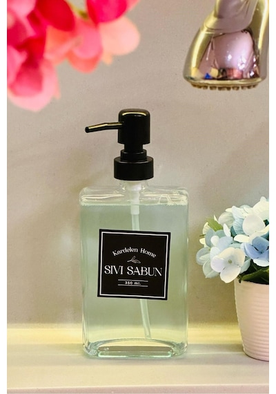 Makri Home 350 Ml Modern Ve Şık Tasarım Cam Sıvı Sabun & Deterjanlık Şeffaf