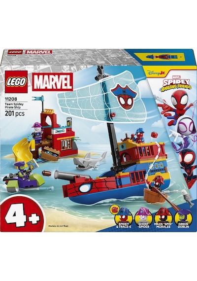 LEGO® ǀ Marvel Spidey ve İnanılmaz Arkadaşları Spidey Korsan Gemisi 11208 - 4 Yaş ve Üzeri Çocuklar için Oyuncak Yapım Seti (201P)