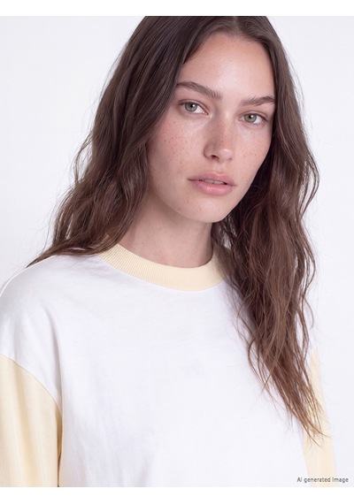 Lcw Modest Beyaz Renk Bloklu Oversize Kadın Sweatshirt Tunik