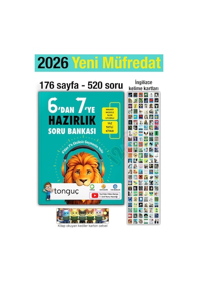 6'dan 7'ye Hazırlık Kitabı 2026 Yaz Tatili İngilizce Kartlar