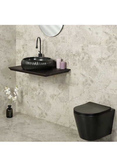 Lena - Tezgah Üstü Porselen Lavabo Siyah Outlet - E-4161s- Diğer
