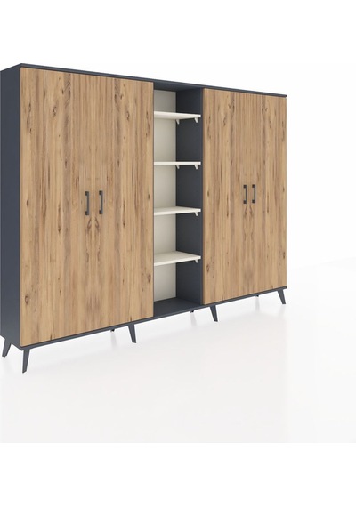 Arges Dolap 12 Raflı 4 Kapaklı 220x30x163 Antrasit-çam/aytaşı Atlas Çam/aytası - Antrasıt Arges Dolap 12 Raflı 4 Kapaklı 220x30x163 Antrasit-çam/aytaşı Atlas Çam/aytası - Antrasıt