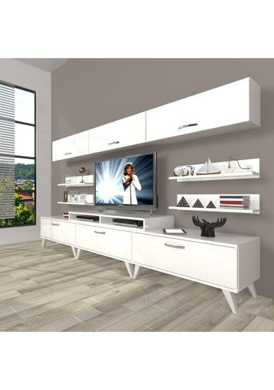 Decoraktiv Ekoflex 8y Slm Retro Tv Ünitesi Tv Sehpası Beyaz