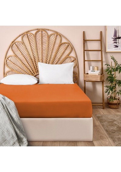 Soft Çift Kişilik Düz Kenar Çarşaf - Turuncu - 260x270 Cm Renkli