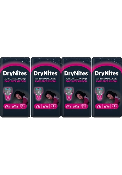 Drynites Emici Gece Külodu/bez Erkek 8-13 Yaş 30-48kg L 4pk 9 L 4'lü