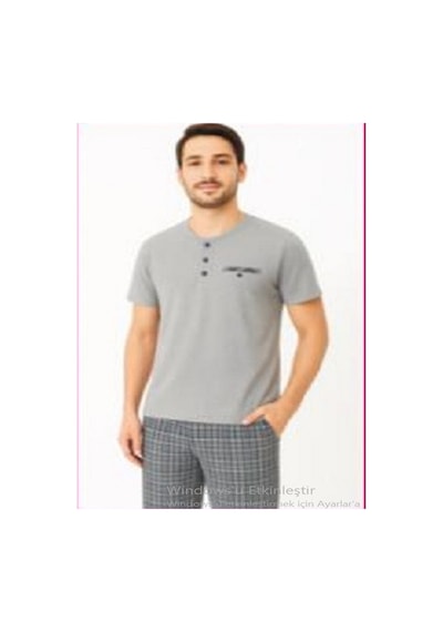 Erdem Erkek Yazlık Pijama Takımı Dfnyzl Gri