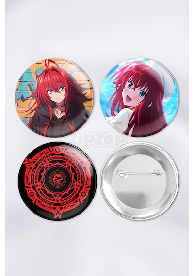 Rias Gremory High School Dxd Çanta Süsü Rozet İğneli Buton Rozet Seti 3 Adet Üçlü