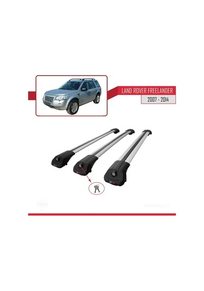 Land Rover Freelander 2007-2014 Arası İle Uyumlu Ace-1 Ara Atkı Tavan Barı Gri 3 Adet Bar