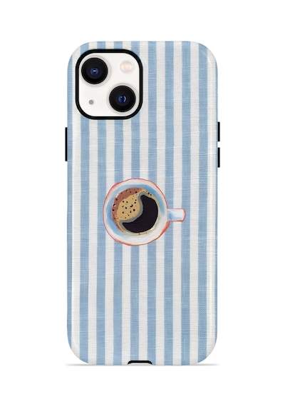 Apple iPhone Uyumlu 13 Vorian Çift Katmanlı Kılıf Morning Coffee Stripe