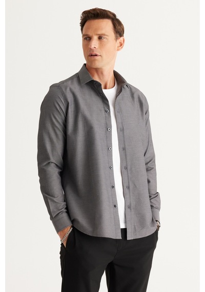 AC&Co / Altınyıldız Classics Erkek Sıyah Slim Fit Dar Kesim Klasik Yaka Armürlü Pamuklu Gömlek Siyah AC&Co / Altınyıldız Classics Erkek Sıyah Slim Fit Dar Kesim Klasik Yaka Armürlü Pamuklu Gömlek Siyah