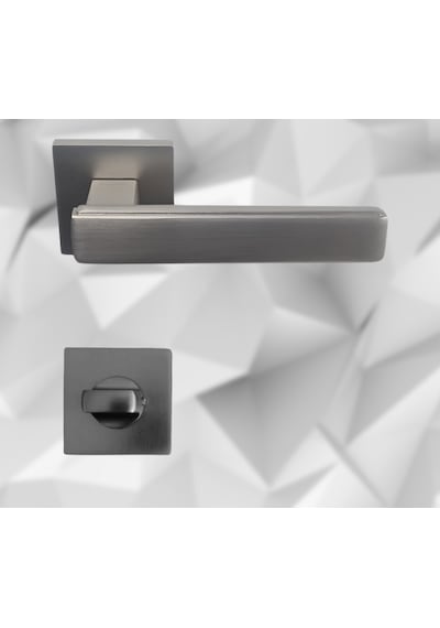 Lusso Inox 5 Adet Oda 2 Adet Wc Kare Rozetli Kapı Kolu Set - Lusso Inox 5+2