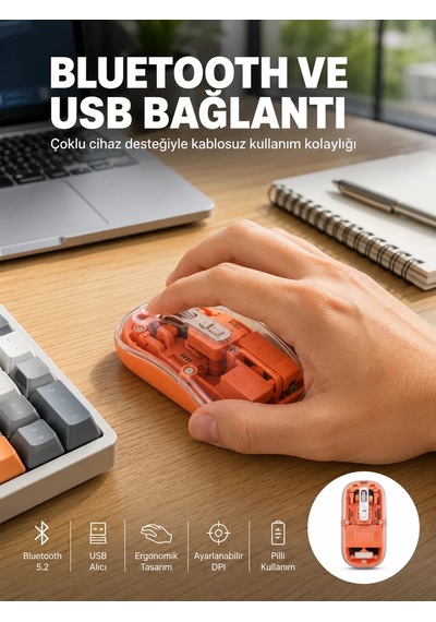 Kablosuz Bluetooth Mouse Şık Ve Sessiz Ofis Tasarımı Yeni Nesil Diğer