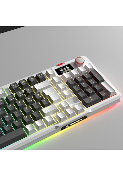 Loyal Pro Gri/beyaz 3 Bt + 2.4 Ips Ekranlı Red Switch Rgb Mekanik Kablosuz Klavye