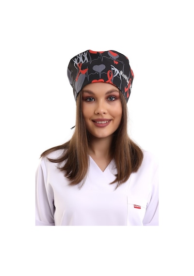 Kırmızı Kalp Desenli Cerrahi Bone - Doktor Bone-Standart-4110 Kırmızı Kalpli