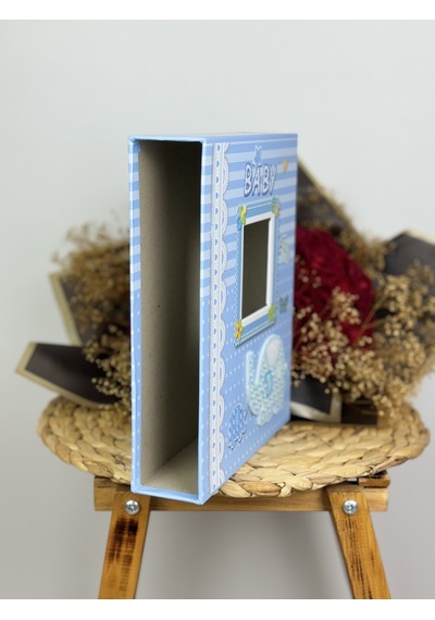 Rabsev Rs031 Bebek Fotoğraf Albümü 10x15 CM 200 Fotoğraf Kapasiteli Kutulu Lüx Bebek Albüm Mavi