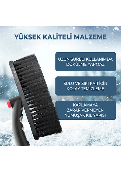 85 Cm Buz Kırıcı Araç Kar Temizleme Fırçası Kırmızı Gri