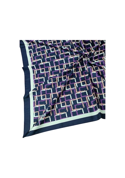 Mim Eşarp Vav İpek Kadın Micro Twill Sport Desenli Eşarp Lacivert - Krem