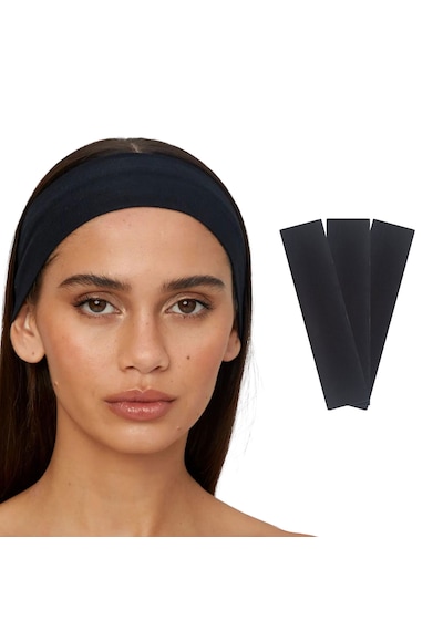 3lü Saç Bandı Pamuk Kadın Bandana Likra Spor Kafa Bandı Siyah