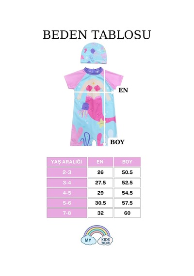 My Kids Wear Kız Çocuk Boneli Fermuarlı Plaj Mayosu 2-8 Yaş 12560 Çok Renkli