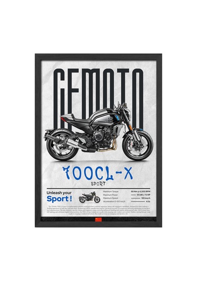 Cfmoto 700 Cl-x Sport Siyah Ahşap Çerçeveli Poster, Dekoratif Motosiklet Duvar Tablosu