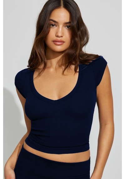 Seeh Lacivert V Yaka Ribana Basıc Body Sh370
