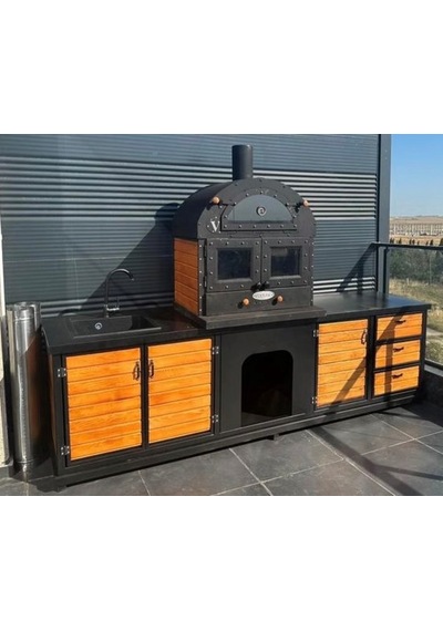 Outdoor Kitchen 4 Kapaklı Tezgahlı Fırınlı Barbekü&şömine&mangal
