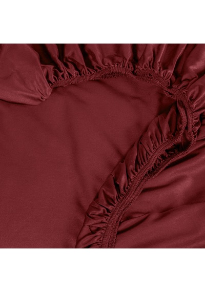 Linestyle King Size %100 Pamuk Saten Lastikli Çarşaf 200x200+35 Cm Bordo