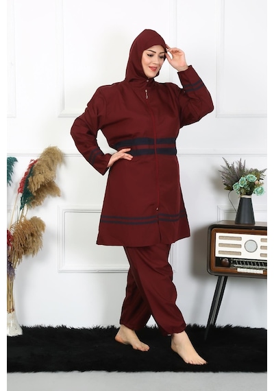 Akbeniz Büyük Beden Tesettür Mayo 7xl-8xl-9xl-10xl Bordo 55010-bordo Bordo