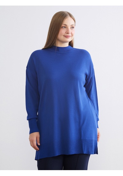 Lcw Modest Mavi Dik Yaka Kadın Triko Tunik