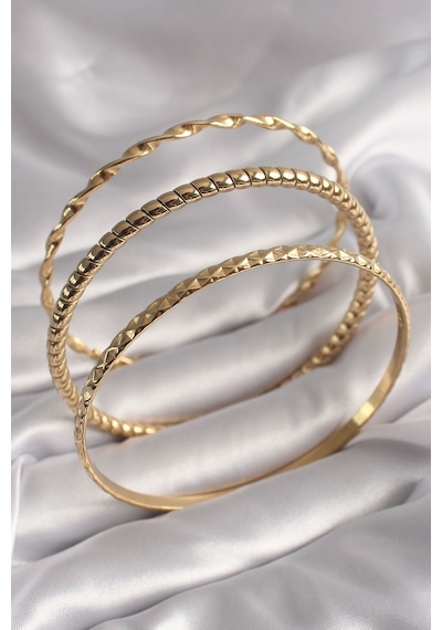 Ezoconcept 316l Çelik Gold Renk İşlemeli Ajda Model Kadın Bileklik Seti 001