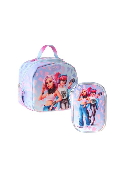 Wow Generation Kız Çocuk Cool Mavi - Pembe Thermo Beslenme Çantası Ve Kalemlik Seti - Setwg-w6040