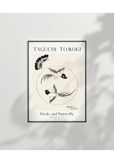 Çerçevesiz Poster Taguchi Tomoki Kuşlar Ve Kelebek