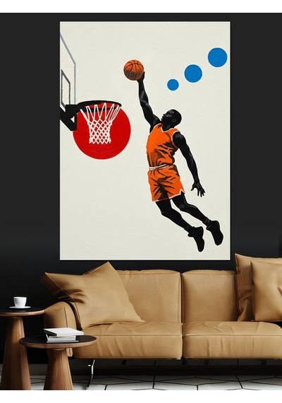Ahşap Tablo Basketbolcu Smaç Basan Silüet