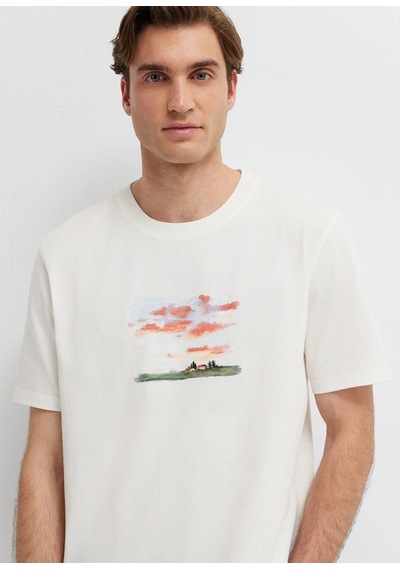 Mavi M0613669-70057 Mavi Baskılı T-shirt Erkek Tişort Beyaz