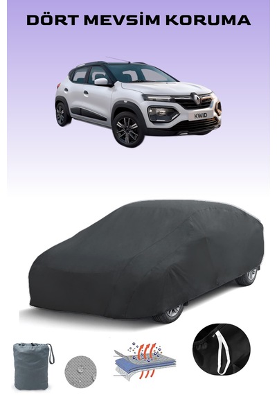 Siyah, Renault Kwıd 2015 - 2021, Araba Brandası, Oto Örtüsü, Araba Çadırı Siyah