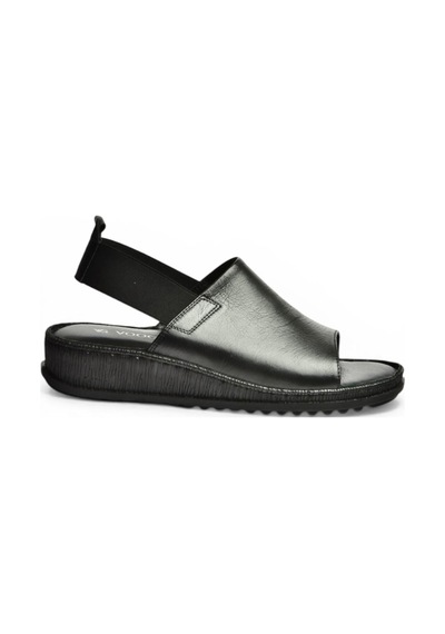 Fox Shoes Y555541303 Siyah Hakiki Deri Alçak Tabanlı Kadın Sandalet