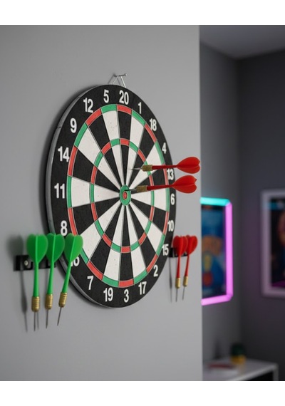 Şık Tasarımlı Dart Tahtası 12 İnç Dayanıklı Ahşap Gövde - Lisinya Standart