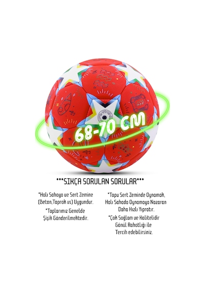 Telvesse Futbol Topu Stars Pompalı Set Dayanıklı Sert Zemin Halı Saha Futbol Topu No:5 046 Karışık Renkli