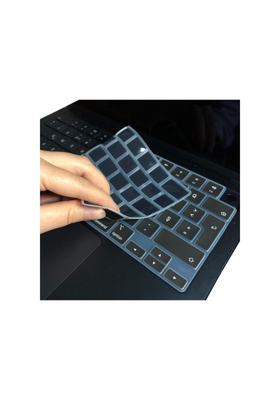 Apple Uyumlu MacBook Klavye Koruyucu Eski Türkçe F Dizilim Daktilo Tip Silikon Kapak Siyah