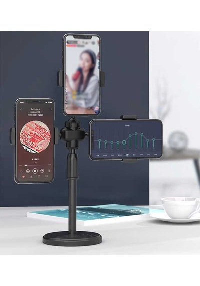 Teleskopik Masaüstü 3Lü Tablet Telefon Tutucu Ayarlanır Katlanır