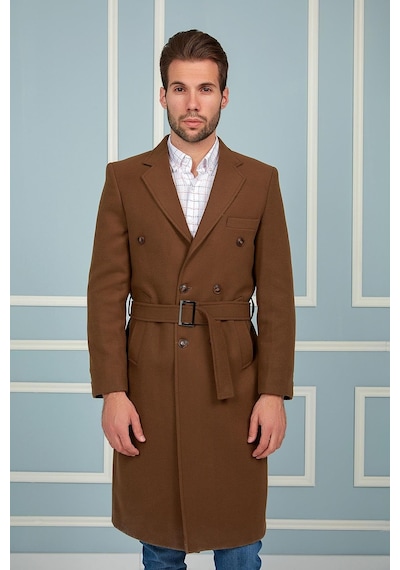 Plt8382 Dewberry Erkek Palto-düz Camel Düz Camel