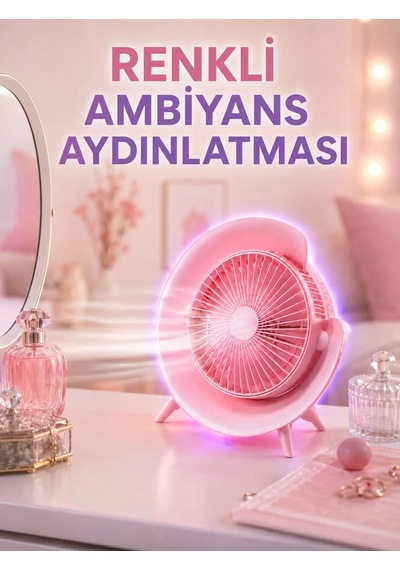 Hepsi 3 Hız Ayarlı Usb Şarjlı Rgb Masa Fanı Najmaddin
