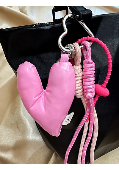 Haki Store Light Pink Kalp Çanta Charmı, Çanta Süsü, Anahtarlık Pembe