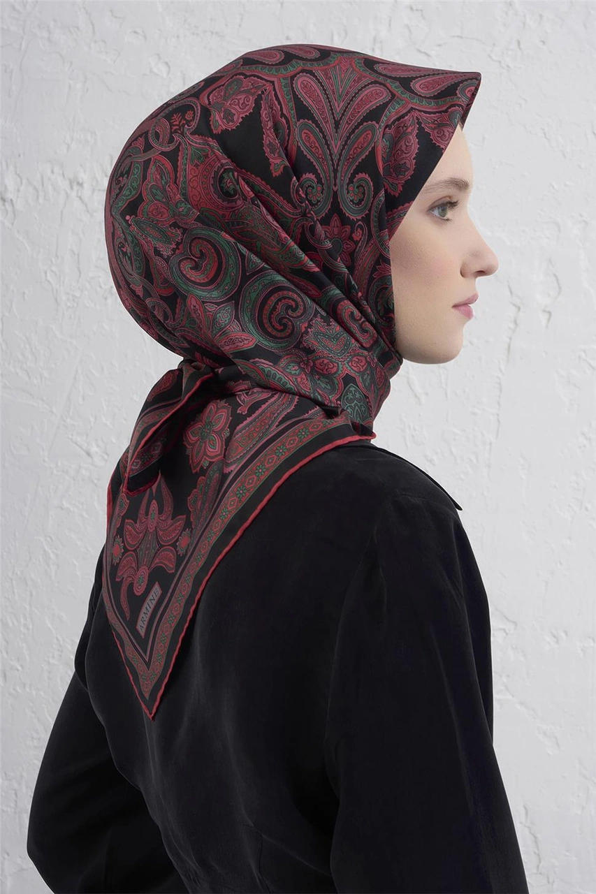 Armine Etnik Desen Saf İpek Twill Eşarp 9421d 87 Pembe