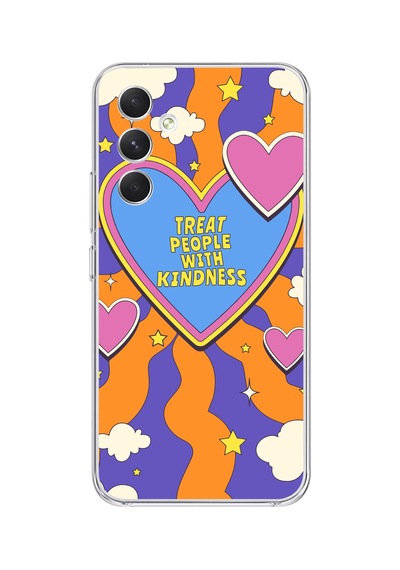 Samsung Galaxy S23 Uyumlu Treat With Kindness Tasarımlı Şeffaf Telefon Kılıfı Çok Renkli