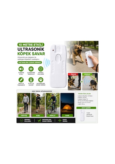 Saldırgan Köpek Kedi Ultrasonik Savar 10 Metre Etkili Uyarıcı