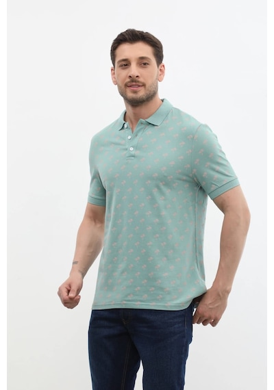Markapia Erkek Polo Yaka Ağaç Desenli Pamuk Tişört 001 Beyaz 2xl