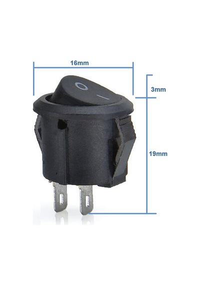 Yuvarlak 2 Pin Anahtar Rocker Switch Mini Buton Kcd1 Siyah 16mm