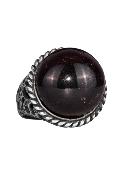 925 Ayar Gümüş Erkek Yüzük Doğal Yıldız Garnet Taşı - Nadir İşlenmemiş Garnet Kaboşon Gümüş