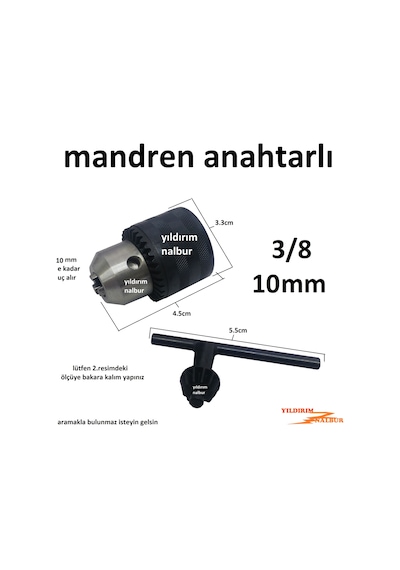 Matkap Mandreni 3/8 10mm Mini Boy Küçük Matkap Anahtarlı Mandıren